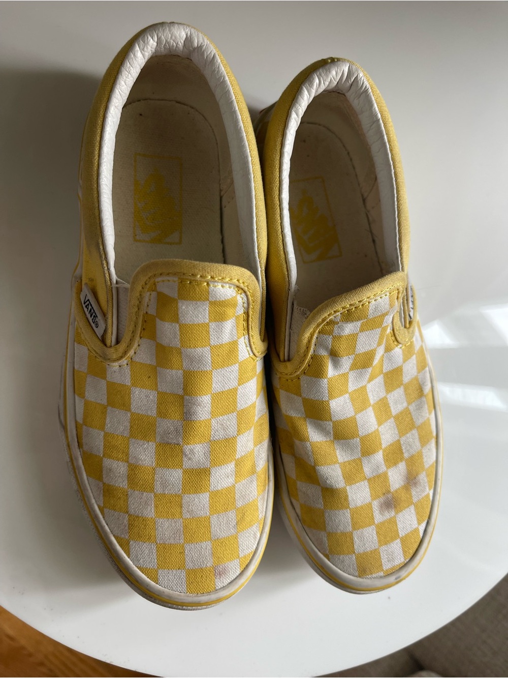Vans Kids Slip-On Checkerboard Sneakers in Yellow and White